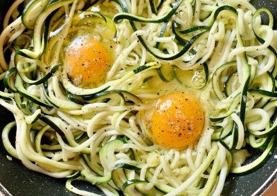 Espaguetis de carabassó amb ou
