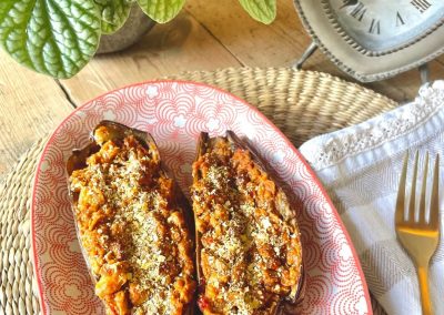 Albergínies farcides veggy