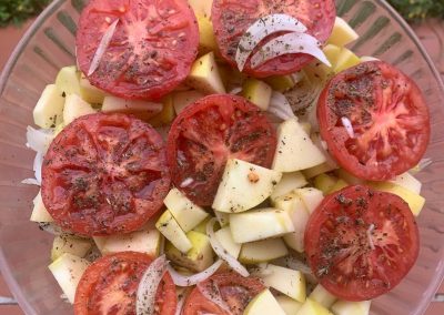 Guarnició de vegetals i fruita